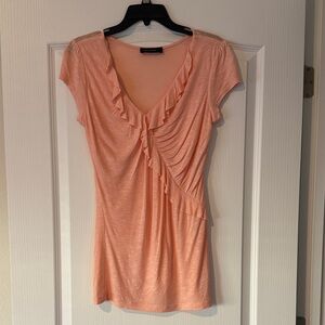 Peach Ruffled V-Neck Women's Top